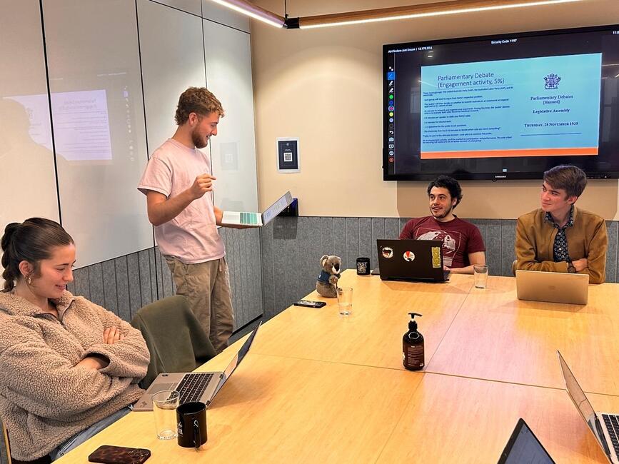 Students in their class in Melbourne 