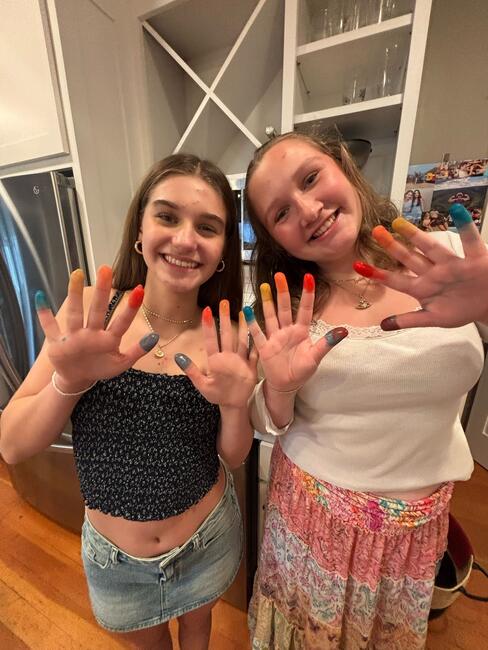 Izzy M. and her friend get colorful.