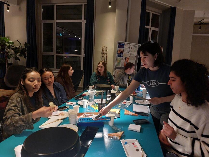 Students attend Paint and Sip night with our resident assistants