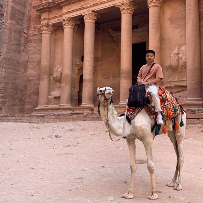 student amman abroad camel ride