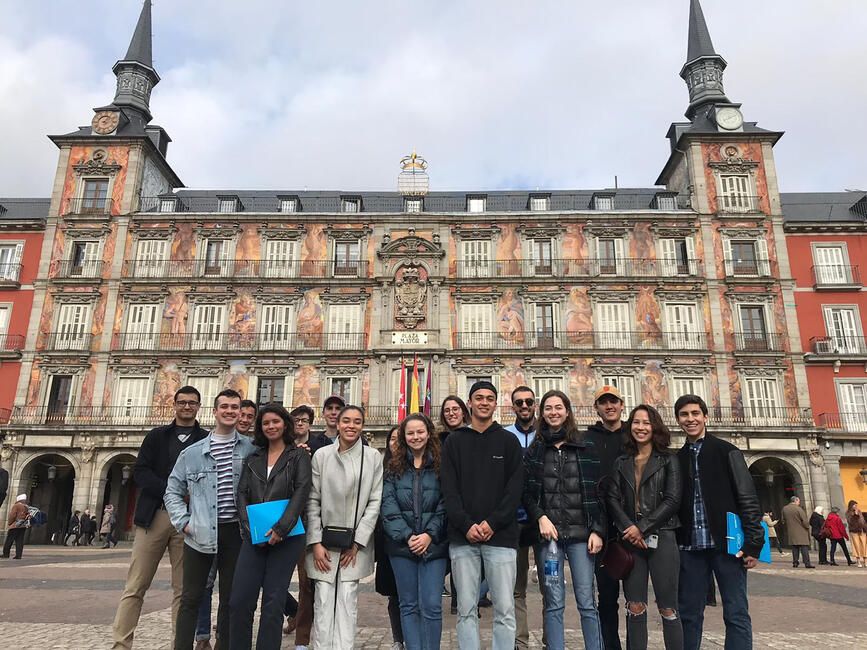 Madrid students in Plaza Mayor