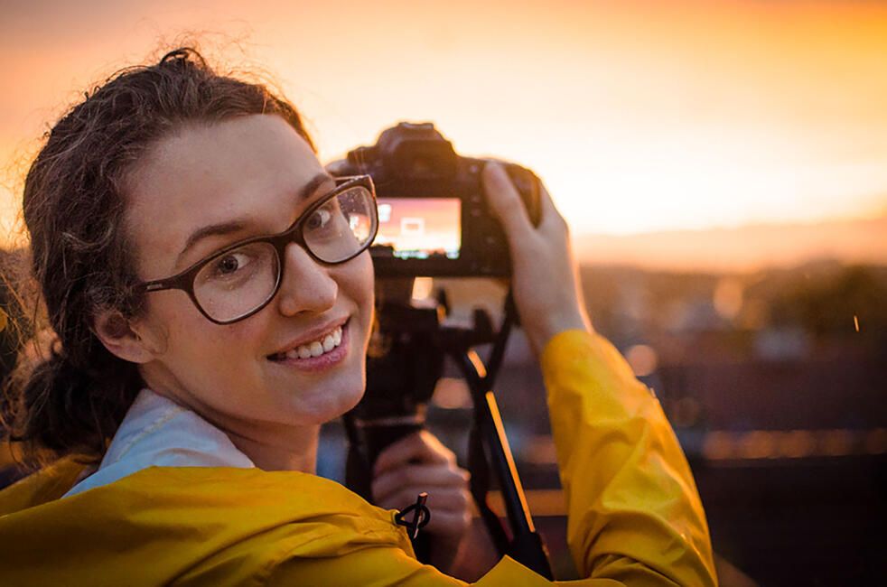 Prague girl with camera