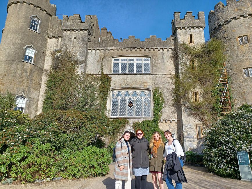 dublin students at castle with vines
