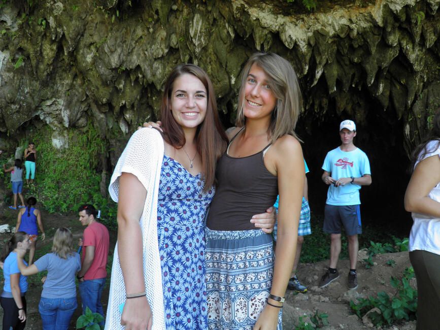 santiago dr girls hugging in cave