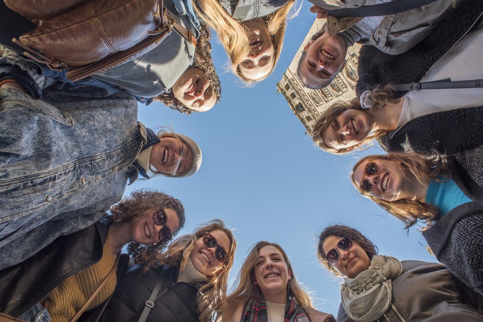 seville students selfie below