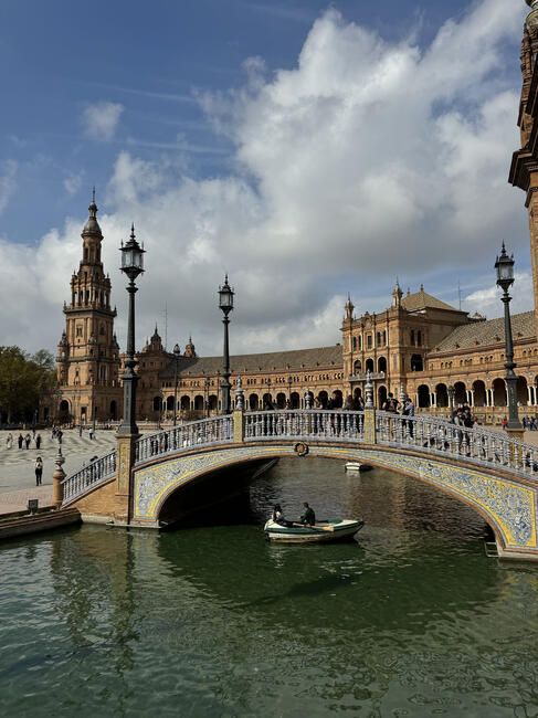 Beautiful European buildings by the water