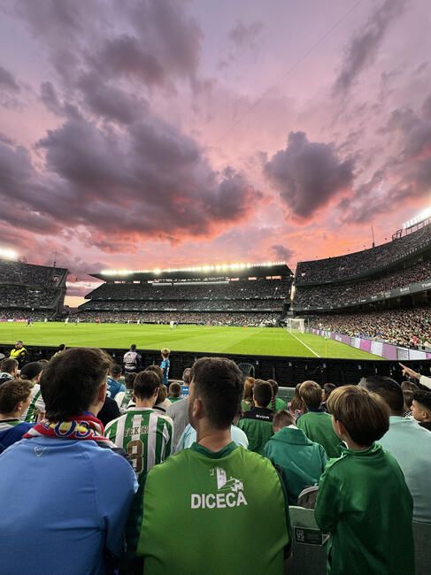 Football field at sunset