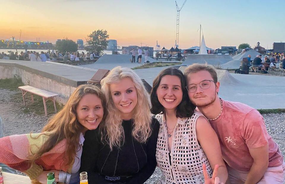 sunset copenhagen students smile