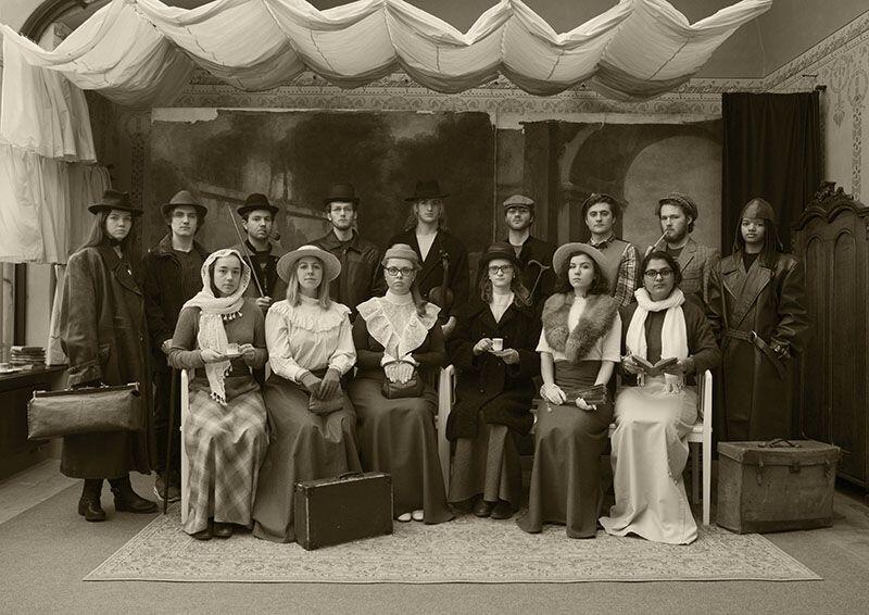 old photo group travelers europe