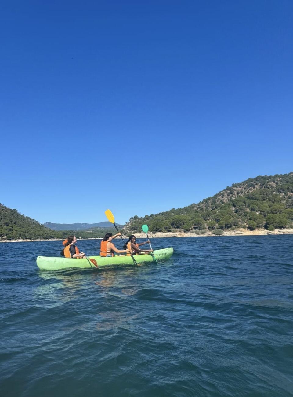 Elena, Camille and Lula Kayaking