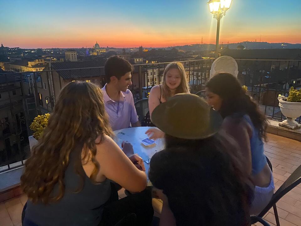 Sitting on the Rooftop Terrace in Rome