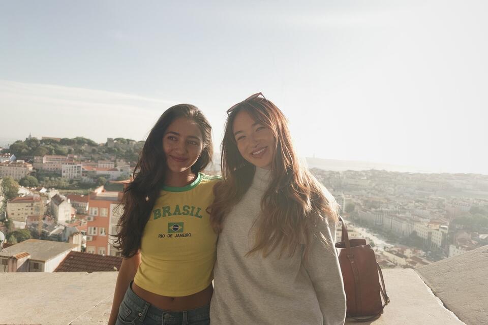 Students in viewpoint during a Tuk Tuk Tour of Lisbon